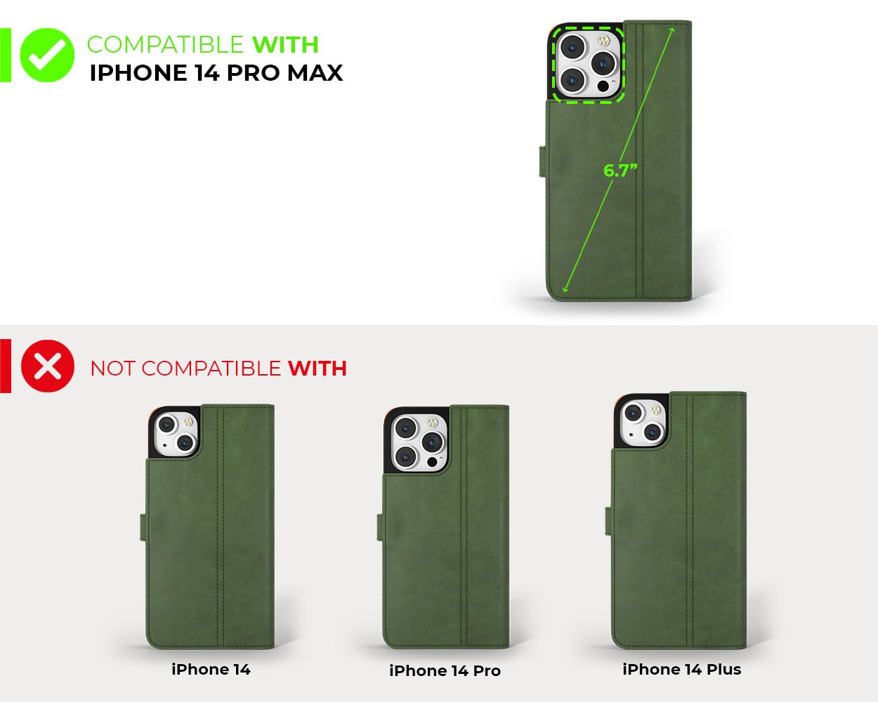 Apple iPhone 14 Pro Max - Vintage Leather Wallet Phone Case (Side Clasp)