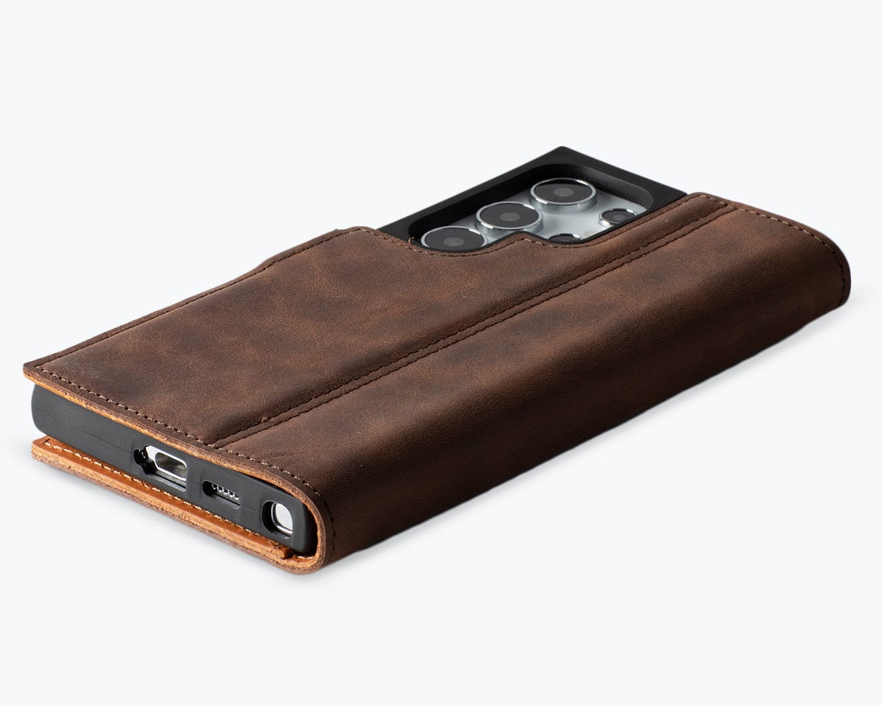 Samsung Galaxy S24 Ultra Vintage Leather Wallet Side Clasp - Snakehive UK