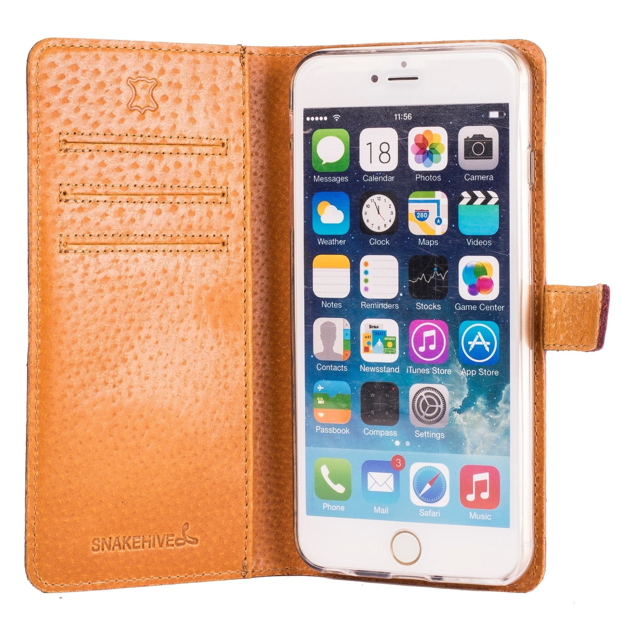 Vintage Leather Wallet - Apple iPhone 6/6S Plus Black Apple iPhone 6 Plus - Snakehive UK