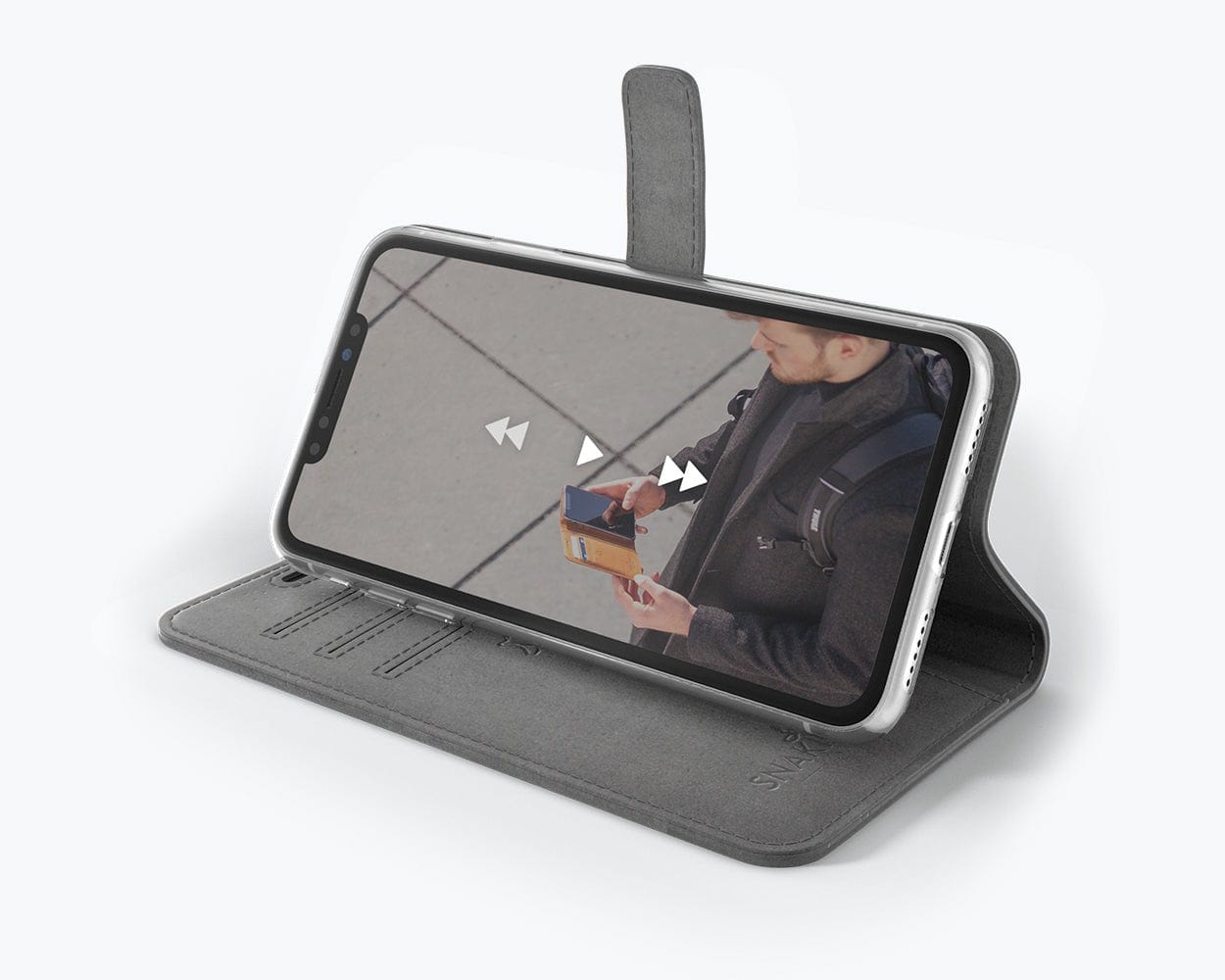 Vintage Leather Wallet - Apple iPhone XR Grey - Snakehive UK