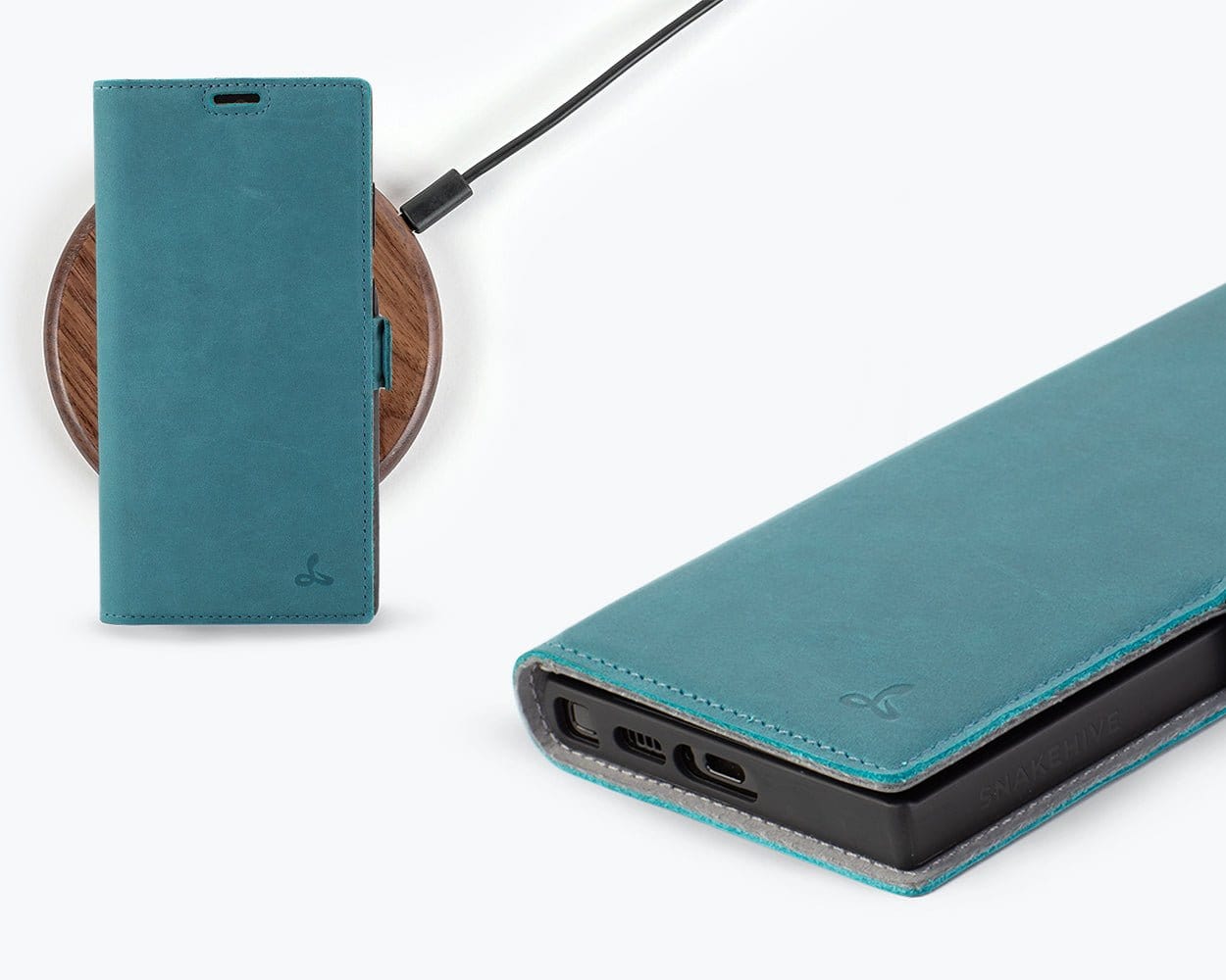 Samsung Galaxy S23 Ultra - Vintage Leather Wallet (Side Clasp Bottle Green Samsung Galaxy S23 Ultra - Snakehive UK