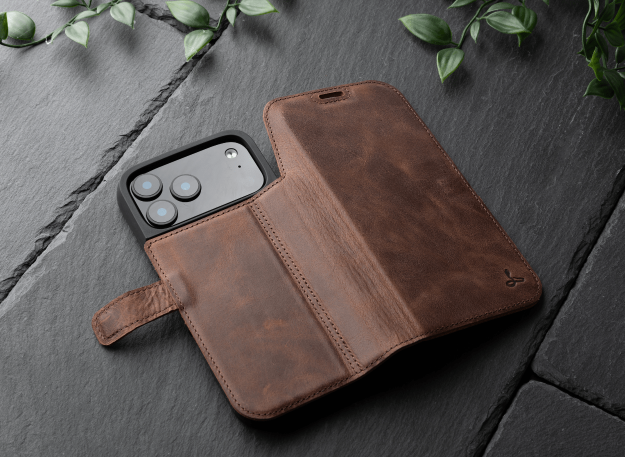 Apple iPhone 17 Pro Max - Vintage Leather Wallet Phone Case