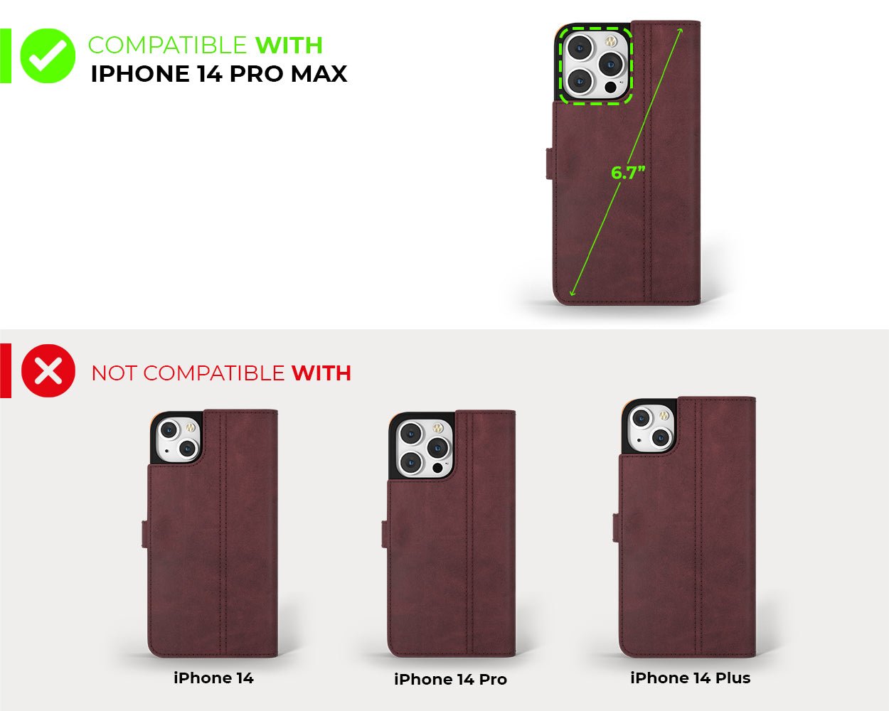 Apple iPhone 14 Pro Max - Vintage Leather Wallet Phone Case (Side Clasp)