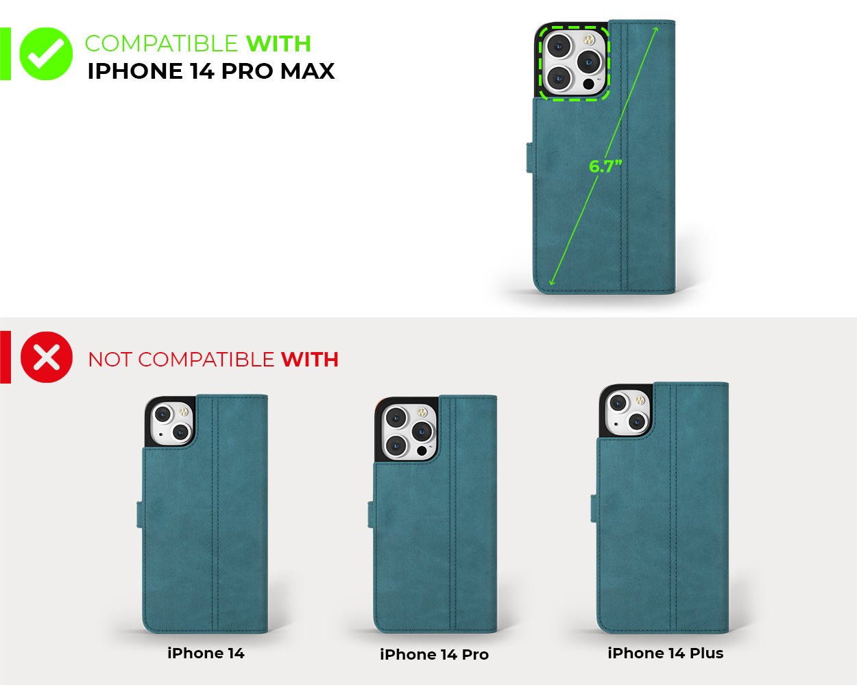 Apple iPhone 14 Pro Max - Vintage Leather Wallet Phone Case (Side Clasp)