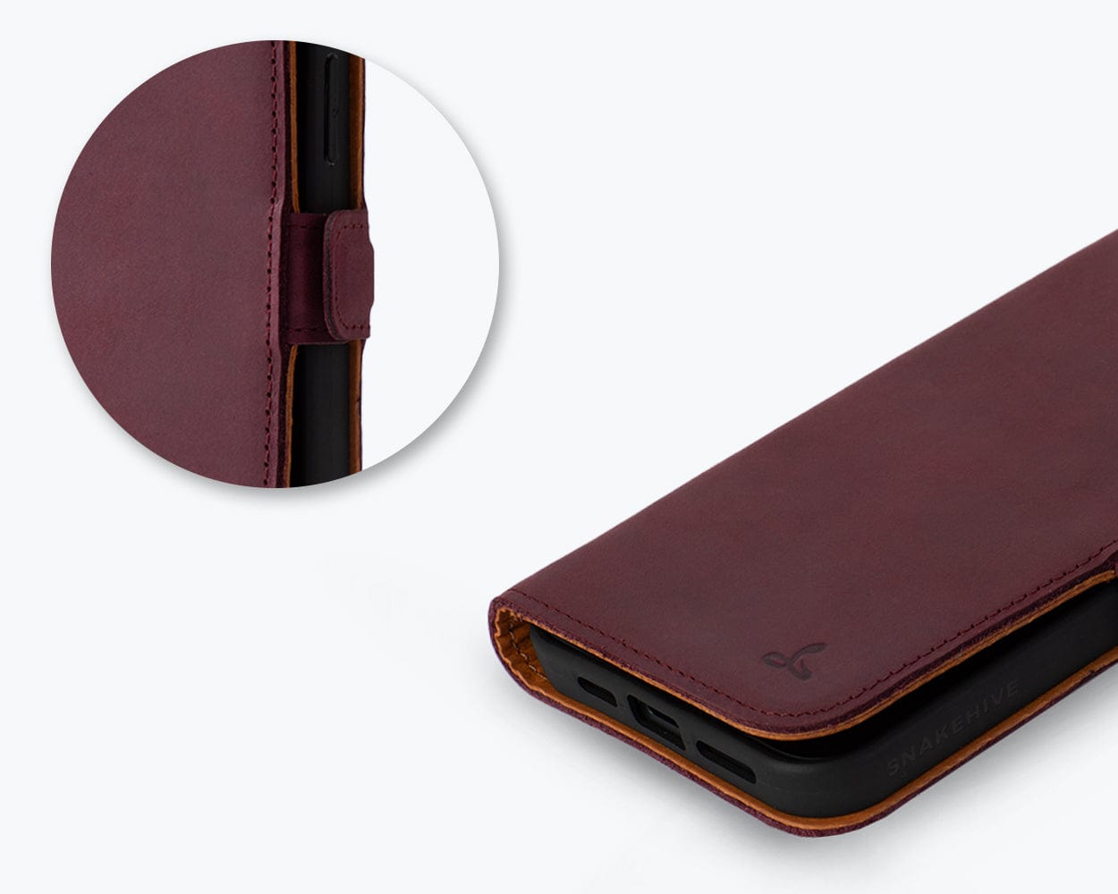 Apple Iphone 15 Plus Vintage Leather Wallet Slim Clasp - Snakehive UK