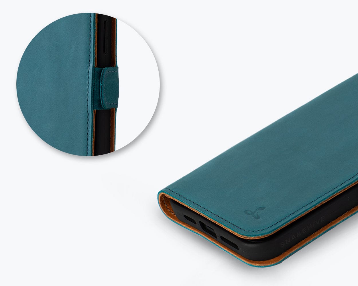 Apple Iphone 15 Plus Vintage Leather Wallet Slim Clasp - Snakehive UK