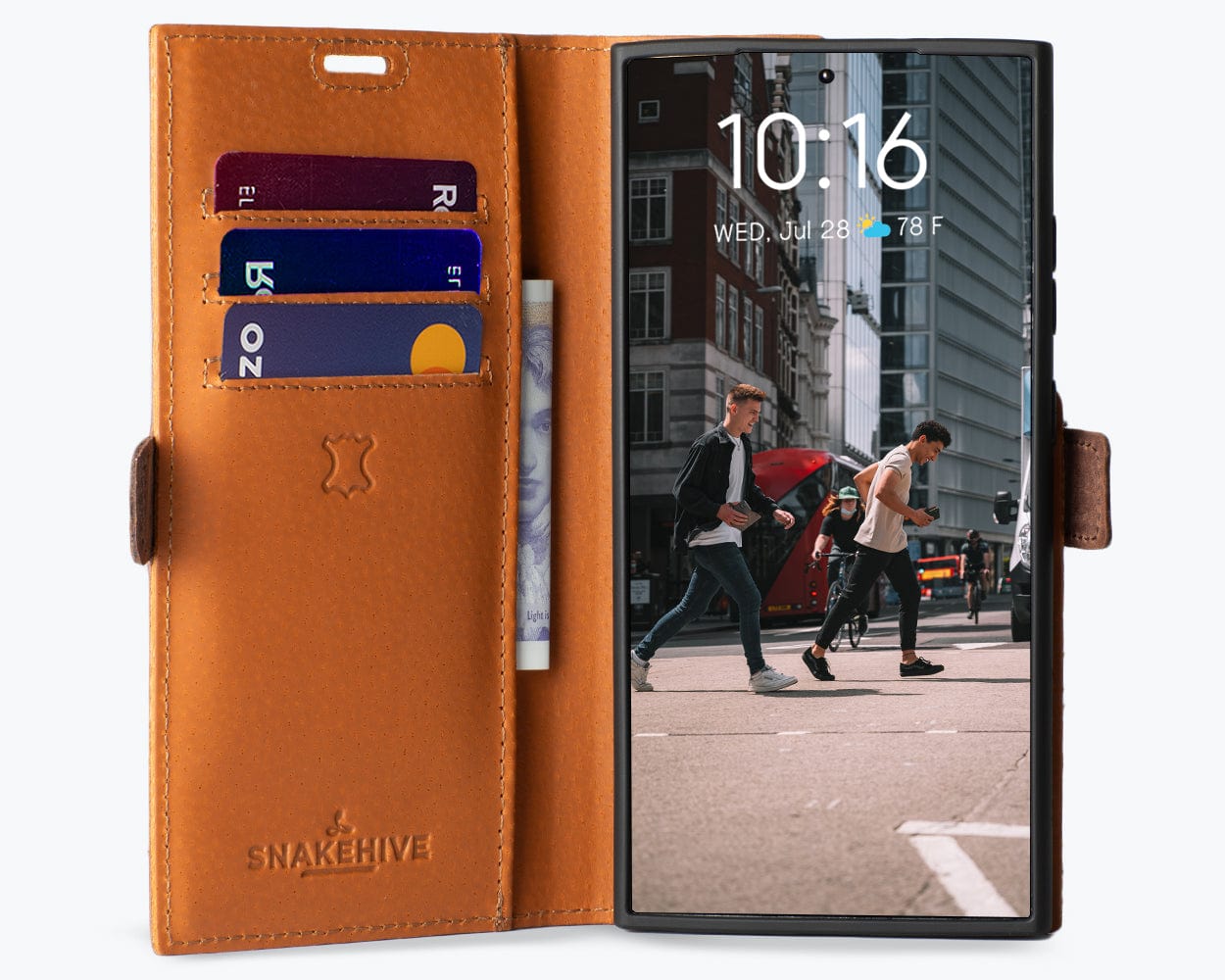 Samsung Galaxy S24 Ultra Vintage Leather Wallet Side Clasp - Snakehive UK