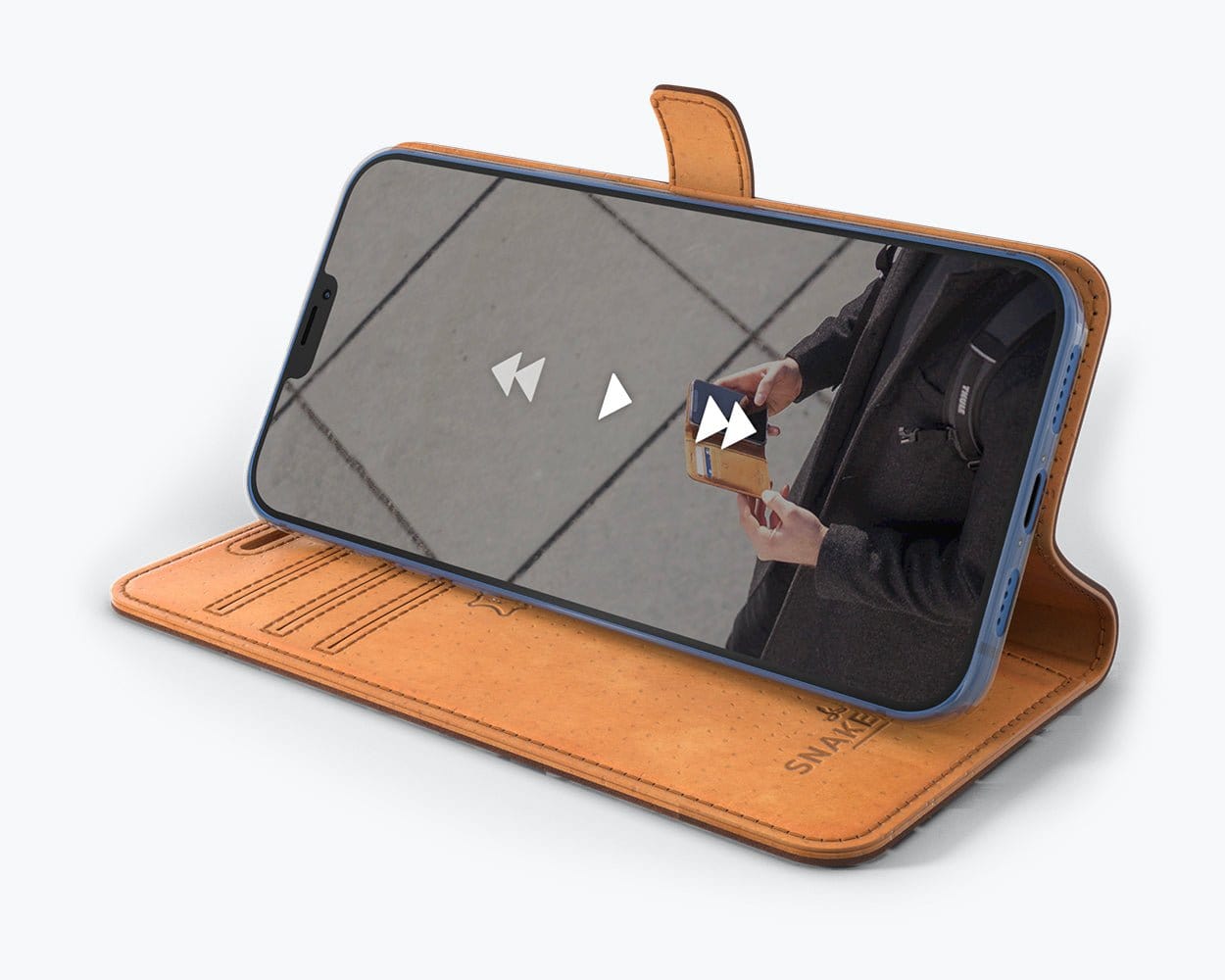 Apple iPhone 12 Pro - Vintage Leather Wallet Grey Apple iPhone 12 Pro - Snakehive UK