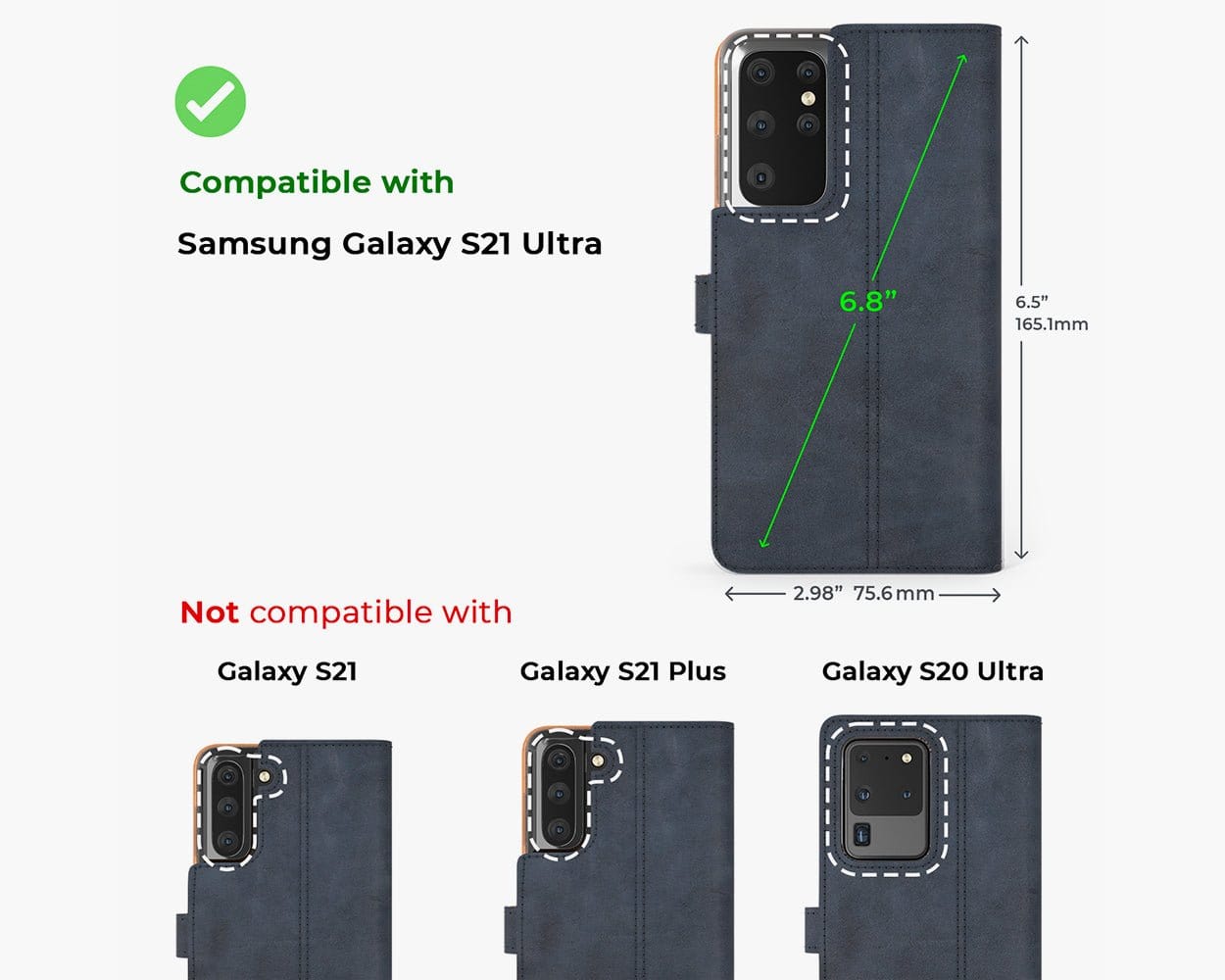 Samsung Galaxy S21 Ultra - Vintage Leather Wallet Grey Samsung Galaxy S21 Ultra - Snakehive UK