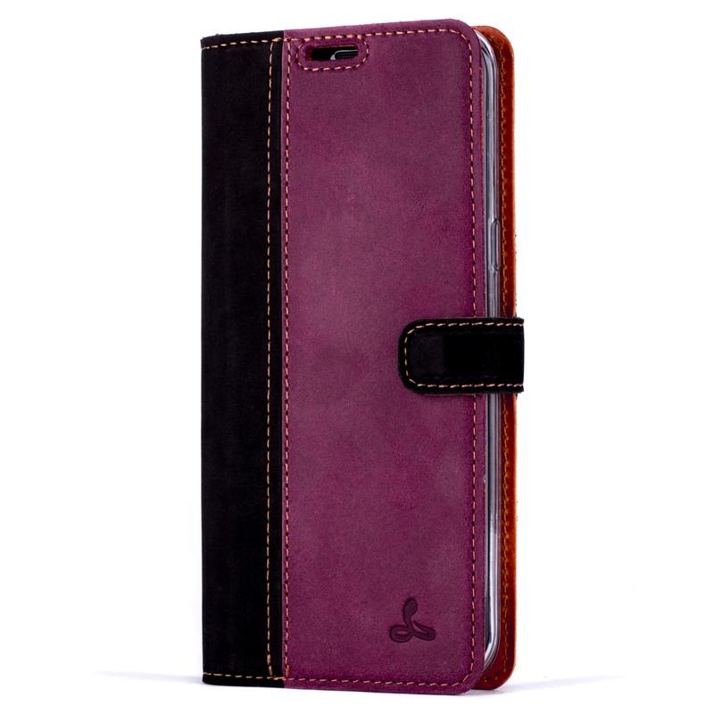 Vintage Two Tone Leather Wallet - Samsung Galaxy S8 Plus TT Black/Plum Samsung Galaxy S8 Plus - Snakehive UK
